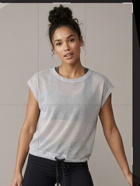 Kyodan Grey Mesh Short Sleeve Top with Drawstring - Size XSmall